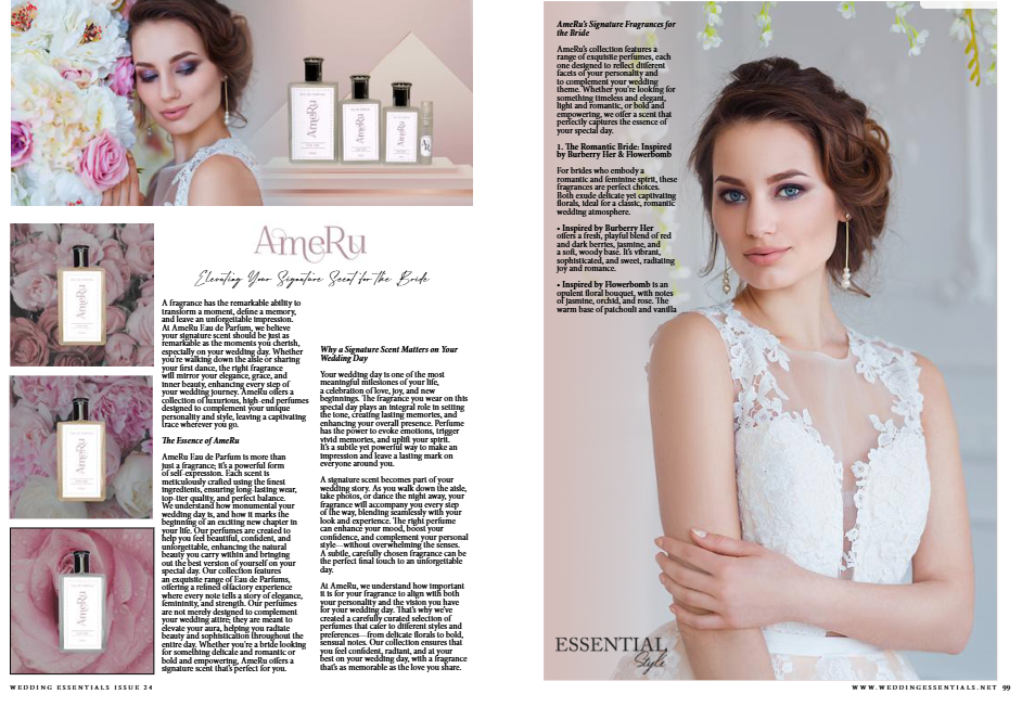 AmeRu Featured in Wedding Essentials: The Perfect Fragrances for Your Wedding Day